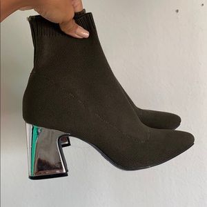 Boots socks green shoes low heel